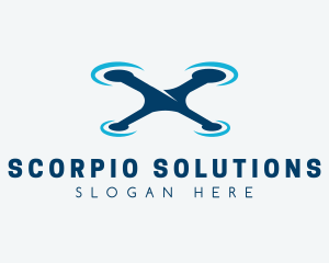 Blue Aircraft Drone logo design