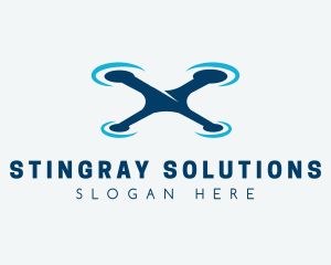 Blue Aircraft Drone logo design