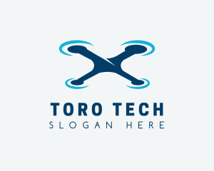 Blue Aircraft Drone logo design