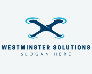 Blue Aircraft Drone logo design