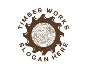 Saw Blade Log Wood logo design