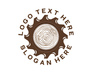 Cutting Tool - Saw Blade Log Wood logo design