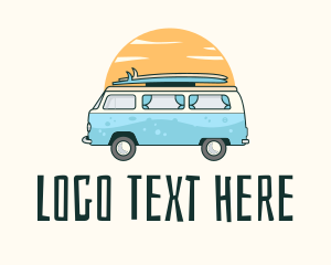 Travel And Tour - Sunset Camper Van Surf Trip logo design