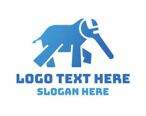 Mechanic - Blue Elephant Wrench logo design