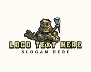 Gardening - Stone Golem Pickaxe logo design