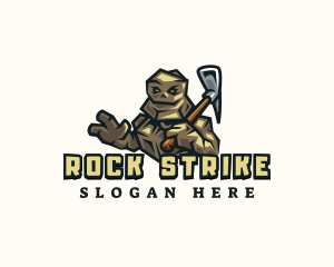 Stone Golem Pickaxe logo design