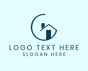 Blue Letter G House  logo design
