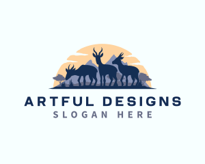 Springbok Antelope Deer logo design