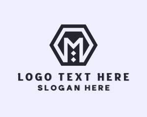Gold Hexagon - Mechanical Geometric Hexagon logo design