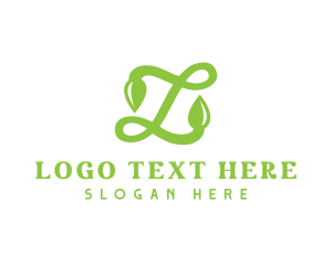 Green - Leafy Letter L Script logo design