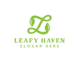 Leafy Letter L Script logo design