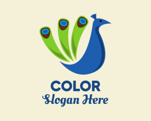 Colorful Blue Peacock logo design