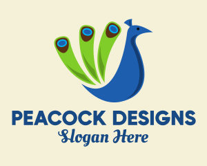 Colorful Blue Peacock logo design