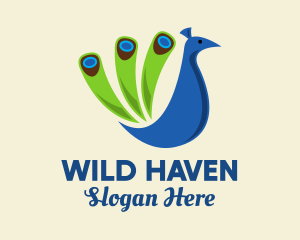 Colorful Blue Peacock logo design