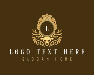 Elegant Deer Antler Shield Logo