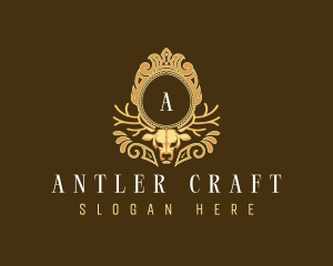 Elegant Deer Antler Shield logo design