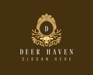 Elegant Deer Antler Shield logo design