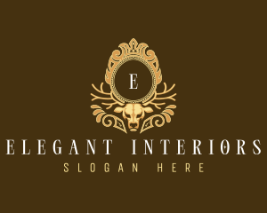 Elegant Deer Antler Shield logo design