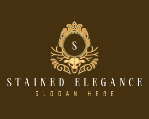 Elegant Deer Antler Shield logo design