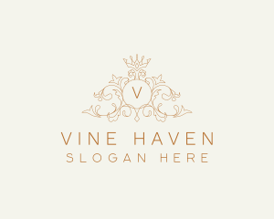 Ornamental Victorian Crown Vines logo design