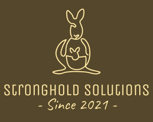 Australian Kangaroo Joey Monoline logo design