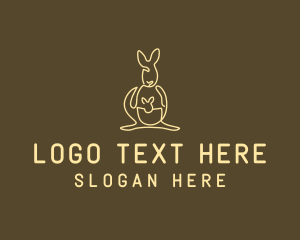 Australian Kangaroo Joey Monoline logo design