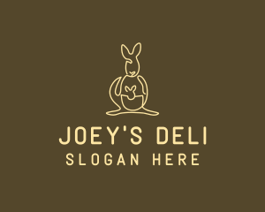 Australian Kangaroo Joey Monoline logo design