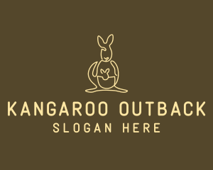 Australian Kangaroo Joey Monoline logo design