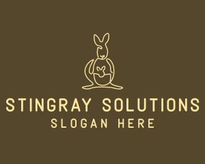 Australian Kangaroo Joey Monoline logo design