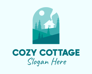 Cottage - Campsite Forest Cabin logo design