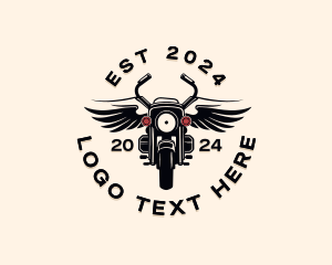 Motorcycle Gang - Winged Motorcycle Biker logo design