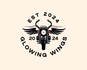 Winged Motorcycle Biker  logo design