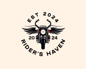 Winged Motorcycle Biker  logo design