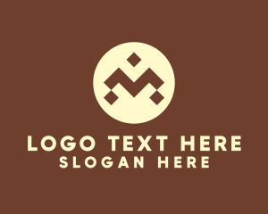 Hulu - Brown Ethnic Pattern Letter M logo design