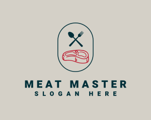 Minimalist Meat Restaurant logo design