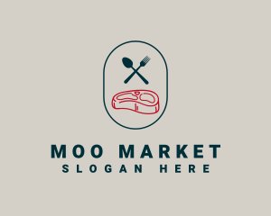 Minimalist Meat Restaurant logo design