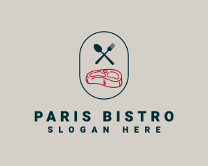 Minimalist Meat Restaurant logo design