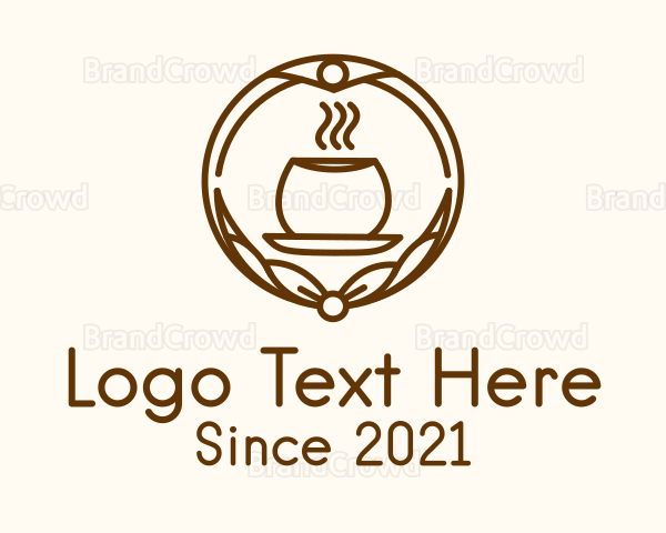 Hot Coffee Cup Ribbon Badge Logo