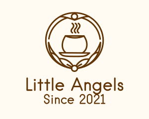 Coffee Shop - Hot Coffee Cup Ribbon Badge logo design