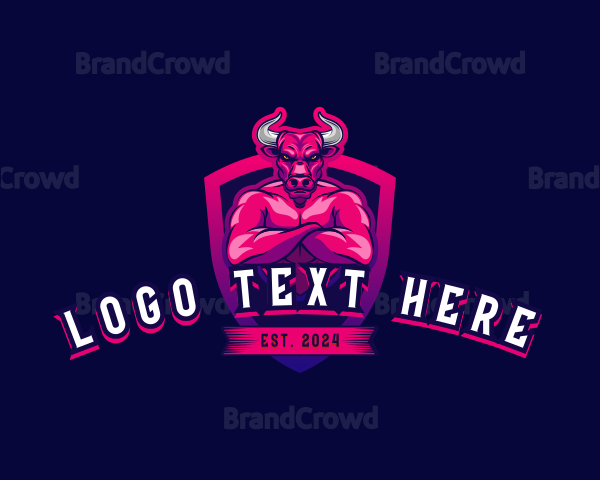 Muscular Buffalo Animal Logo