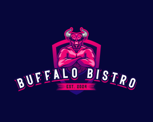 Muscular Buffalo Animal logo design