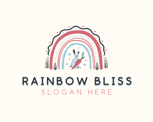 Bunny Carrot Rainbow logo design