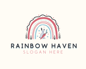 Bunny Carrot Rainbow logo design