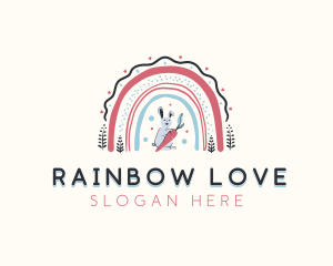 Bunny Carrot Rainbow logo design