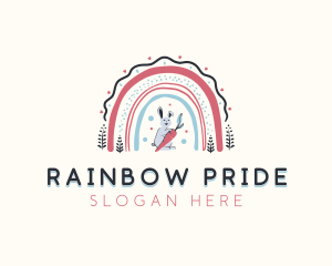 Bunny Carrot Rainbow logo design