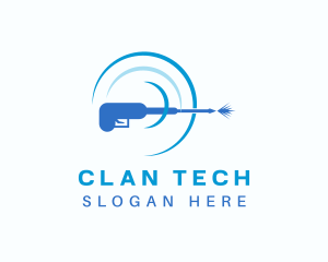 Blue Pressure Washer Cleaning Logo