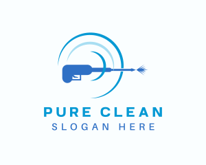 Blue Pressure Washer Cleaning logo design