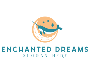 Enchanted - Fantasy Narwhal Moon logo design