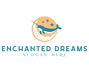 Fantasy Narwhal Moon logo design