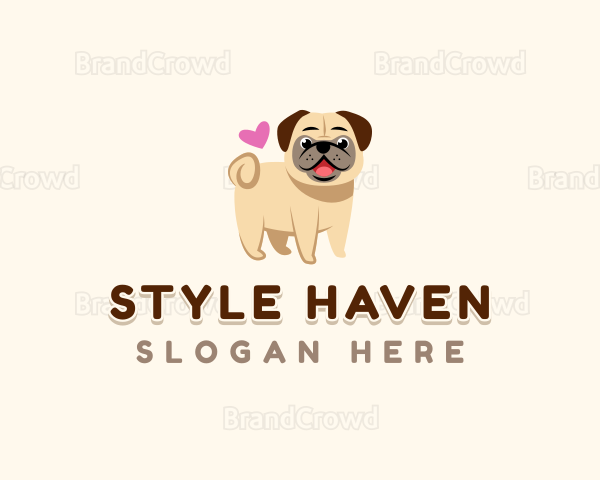 Cute Pug Heart Logo